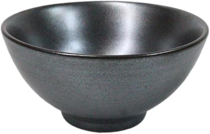 Ebros Gift Iron Black Clay Underglaze Technique Tetsu Kesho Porcelain Dinnerware Kitchen Set Asian Japanese Restaurant Supply (Pack Of 6 Small Rice Soup Appetizer Bowls 10oz)