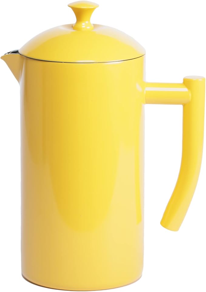 Frieling Stainless Steel French Press Coffee Maker - 34 Fl Oz Yellow - Double-Walled with Double Filter - Insulated Plastic-Free Coffee Press for Camping &amp Travel