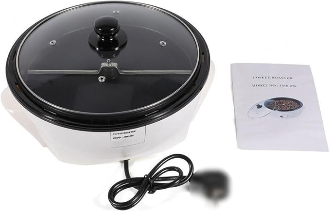 1.5KG 800W Electric Coffee Roaster Household Electric Coffee Bean Roasting Machine Temperature Control Non-Stick Coffee Baker for Cafes Home 110V White