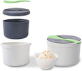Microwave Rice Cooker 2-Layer Microwave Vegetable Steamer Non-Stick 2L Rice Steamer &amp Pasta Cooker with Strainer Dishwasher Safe Microwave Steamer for Pasta Potatoes Vegetables(Green)