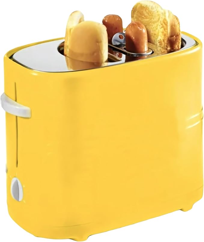 Hot Dog Toaster:Hot Dog Toaster and Bun Toaster 2 Slice Wide Slot with Grill TimerStainless Steel Sausages Bacon and Bread Slices