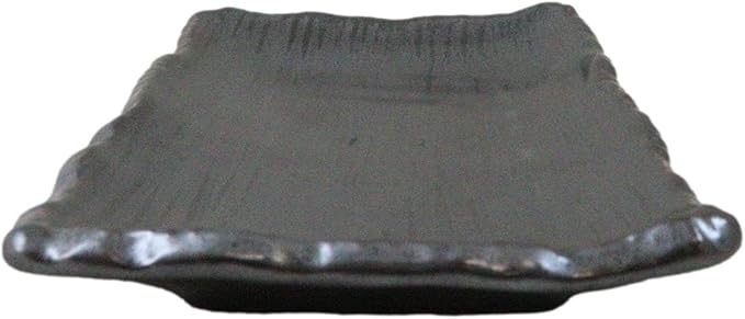 Ebros Gift Iron Black Clay Underglaze Technique Tetsu Kesho Porcelain Dinnerware Kitchen Set Asian Japanese Restaurant Supply (Pack Of 5 Rectangular Wavy Sushi Plates)