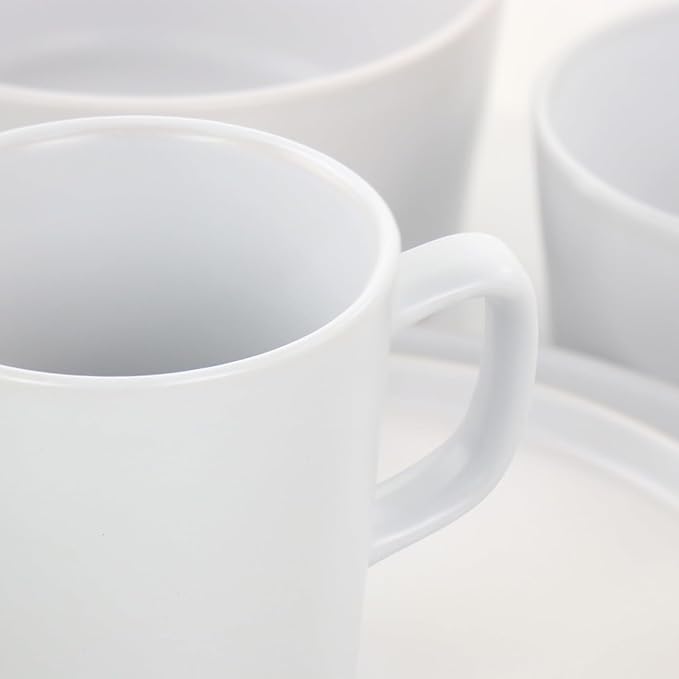 Luxmatte 20-Piece Stoneware Dinnerware Set – Modern Matte Finish Dish Set for 4 Microwave &amp Dishwasher Safe – Includes Dinner Plates Salad Plates Bowls and Mugs in Four Colors (White)