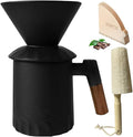 Pour Over Coffee Maker Set Ceramic Pour Over Coffee Dripper 15.5oz/450 ml with 25 Pcs V60 Paper Filter Coffee Pour Over Set for Camping Black