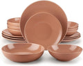 16 Piece Embossed Stoneware Tableware Set with Dinner/Dessert/Soup Plate Bowl Service for 4 Person