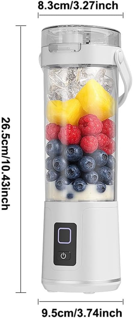 2-in-1 electric juicer cup 16 oz. Portable Electric Blender with Leak Proof Lid and Easy Sip Spout Perfect for Smoothies Cordless USB-C Rechargeable Dishwasher Safe Parts (White)
