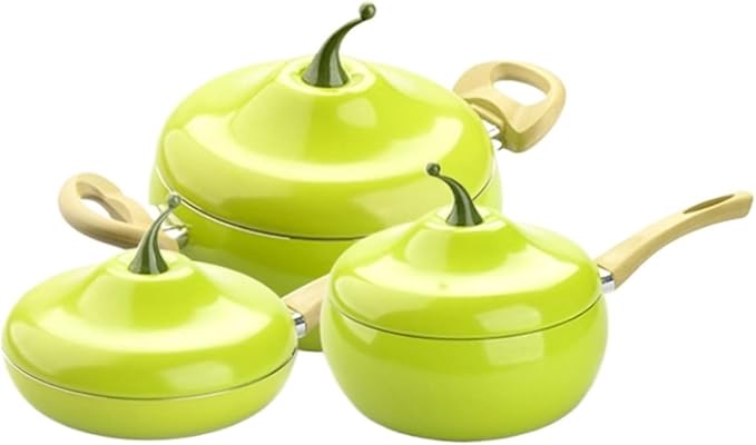 Pots and Pans Set 3pcs Cookware Set Creative Kitchen Smoke- Free And Non- Stick Pot Set Soup Pot Milk Pot Frying Pan Aluminum Alloy Kitchen Cooking Set(D-pear shape)