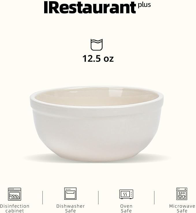 Stoneware Wide Rim Commercial Grade Dinnerware America White Nappy Bowl 12.5oz Case of 36