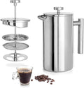 Stainless Steel French Press Coffee Maker 27 oz - Double Wall Insulated Hand Brewing Pot with Extra Durable French Filter - Perfect for Tea &amp Coffee No Glass Ideal for Camping