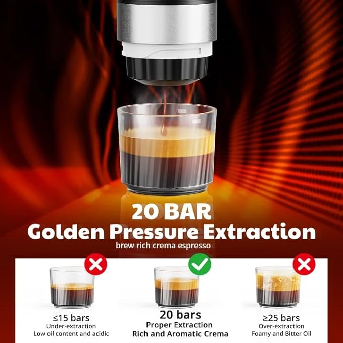 Portable Espresso Maker Travel Coffee Maker for camping Portable Espresso Machine with USB-C 3-in-1 Small Espresso Machine with Ground Coffee &amp Capsules (NS＆DG) for RV Hiking (Obsidian Black)