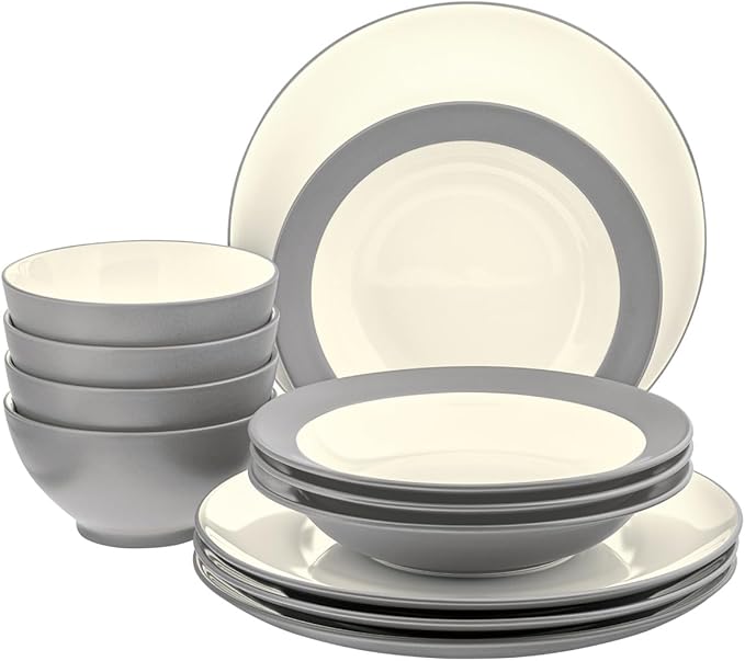 Noritake Colorwave Slate 12-Piece Coupe Dinnerware Set Service for 4