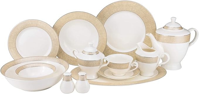 Euro Porcelain 57-pc Banquet Dinnerware Set Luxury Tableware Dining Service for 8