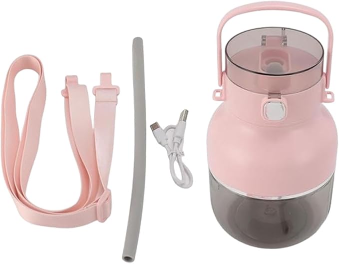 Smoothie Blender 500ml Personal Mixer USB Leakproof Cup with Shoulder Strap for Sports Outdoors Multifunctional Pink