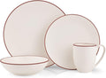 nambe Taos 4-Piece Stoneware Place Setting | Coffee Mug Bowl Dinner and Salad Plate Set | Ceramic Dinnerware Set | Microwave and Dishwasher Safe | Service for 1 | White Agate