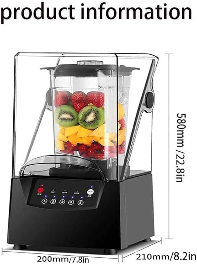 Blender Smoothie Maker 2L Commercial Smoothie Mixer with Sound Enclosure 2200W Heavy Duty Kitchen Mixer Milkshake Smoothie 17000rpm Blade 5 Presets Silent Broken