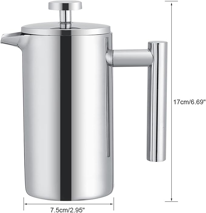 Yosoo 350ML Stainless Steel French Press Coffee Maker Double Wall Insulated Tea Pot with Precision Filter for Home Office Coffee House