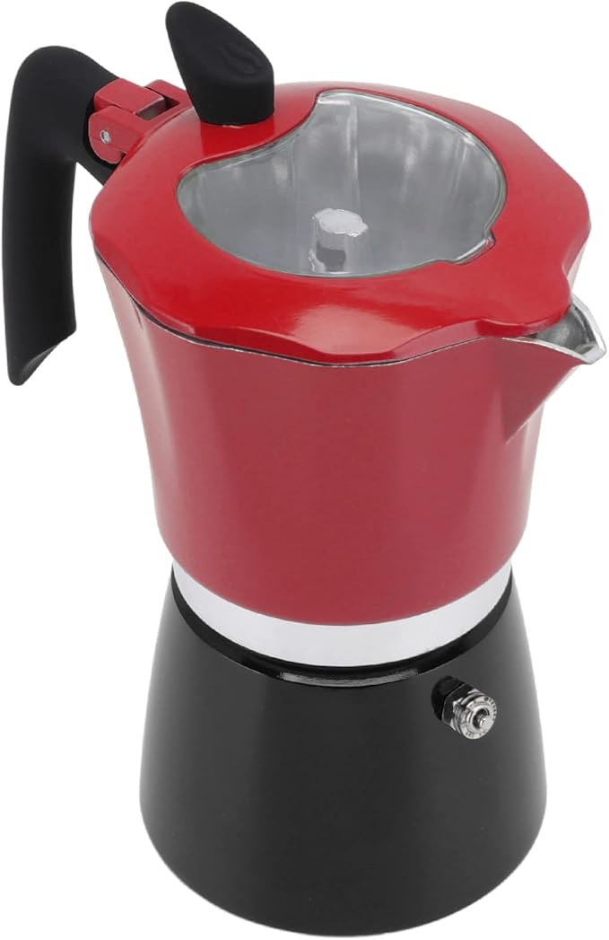 ZJchao Stovetop Coffee Maker Premium Aluminum Portable Pot with Transparent Lid for Rich Anytime Perfect for Travel Camping Home Use (No. 6 Pot 300ML)