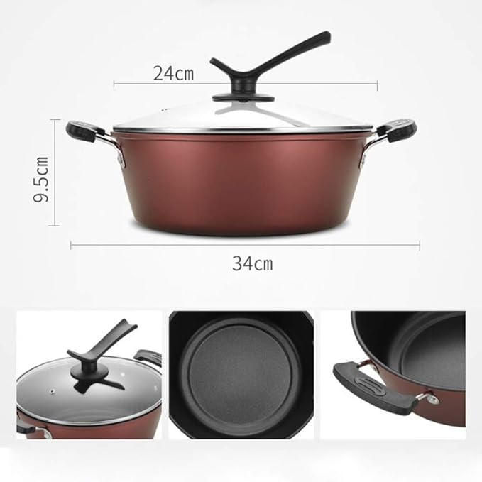 Cooking Pot Low Oil Fume Cooking Non-Stick Cookware Set Combination 3-Piece Wok Soup Pot High Temperature Pot Set Suitable for Induction Cooker Gas Stove Etc.