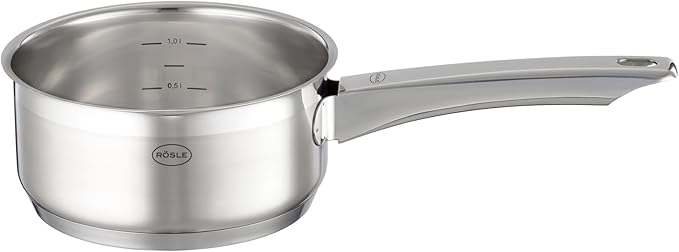 RÖSLE CHARM 4-Piece Saucepan Set High-Quality Universal Pot Set with 3 Saucepans and 1 Saucepan 18/10 Stainless Steel Glass Lid Inner Scale Suitable for Induction Dishwasher Safe