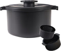 Banu Microwave Rice and Pasta Cooker Steamer with Strainer - Ceramic Far Infrared Rays Low Carb Function 8-Cup Capacity Mess-Free Design Dishwasher Safe - 2.4 Liter