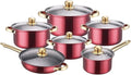 Stainless Heavy Steel Pots and Pans Set 12PCS Ktichen Stainless Steel Nonstick Cookware Set with Glass Lids Full Clad Cooking Set with Stay-Cool Handles Dishwasher Safe Compatible with All Stovetops E