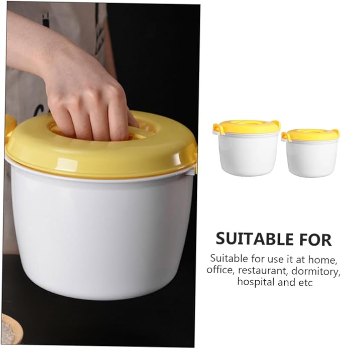 2pcs Microwave Rice Cooker Set Cup Capacity Easy to Use for Home Office Travel