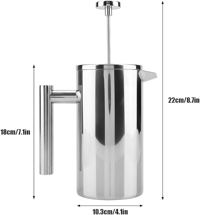 Bewinner Press Coffee Pot French Press Coffee Maker Double Walled Stainless Steel Coffee Maker French Press Tea Pot with Filter (1000ML)