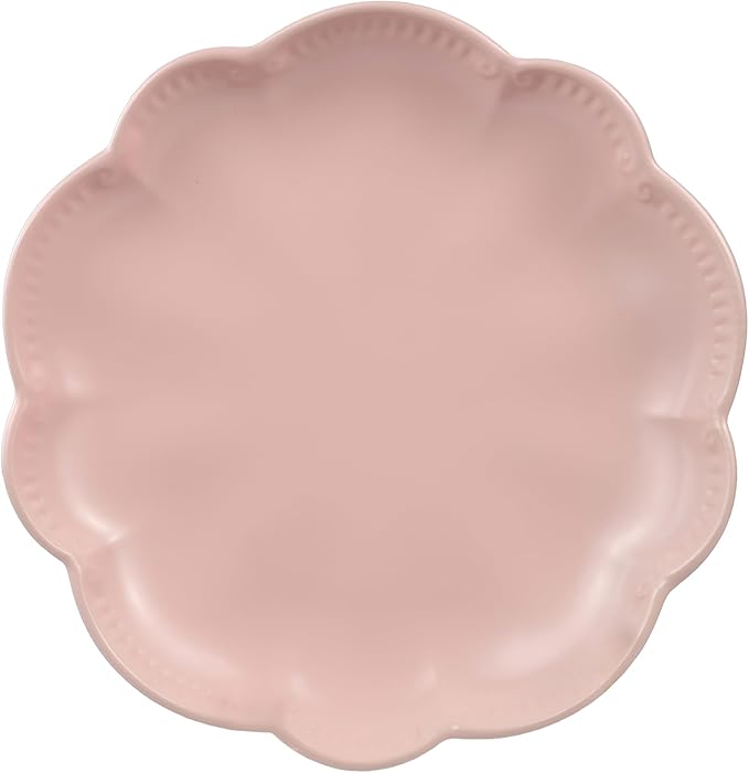 Sango 12 Pieces Scalloped Dinnerware Set Modern Pink Dishes for 4 Premium Serving Plates &amp Bowls Sets Chip Resistant Ceramic Dishware Kitchen Dish Microwave &amp Dishwasher Safe Bethany