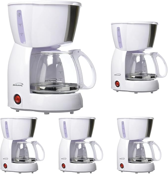 Brentwood 4-Cup Coffee Maker (White) (Pack of 5)