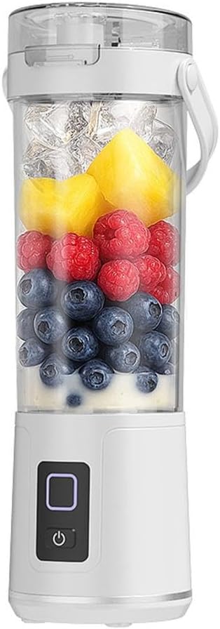 2-in-1 electric juicer cup 16 oz. Portable Electric Blender with Leak Proof Lid and Easy Sip Spout Perfect for Smoothies Cordless USB-C Rechargeable Dishwasher Safe Parts (White)