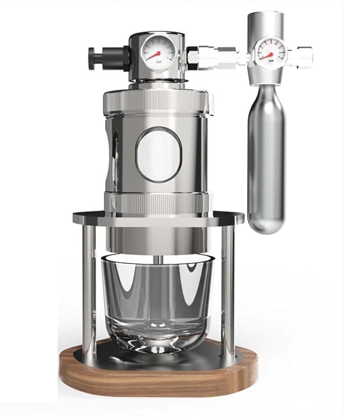 Coffee Maker Mini Pneumatic Coffee Machine 1-16 Bar with Pressure Gauge &amp Bottomless Portafilter Stainless Steel Manual Air Powered Espresso Maker for Travel Camping Office (80Ml)