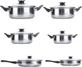 Cooking Pot Frying Pan6 Piece Stainless Steel &amp Pan Sets Cookware Set Kitchen Safe Saucepan Casserole Pan Glass Lid Pans