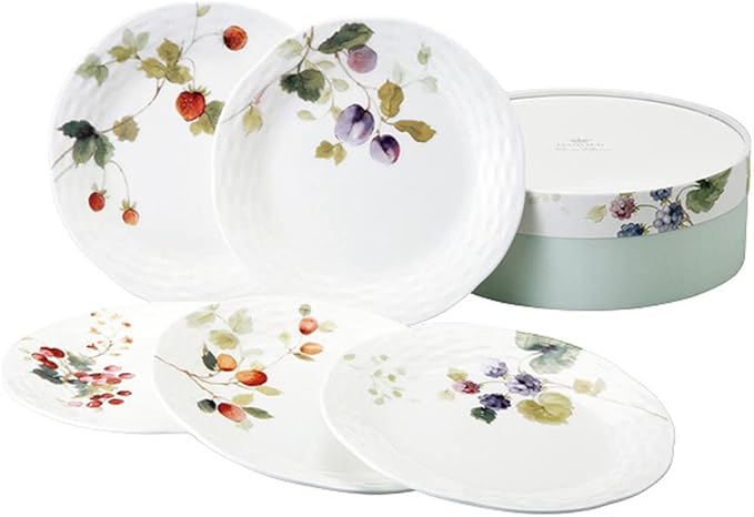 Narumi 96010-21901P Lucy Garden Assorted Plate Set Diameter 6.7 inches (17 cm) Set of 5 Microwave Warm Dishwasher Safe