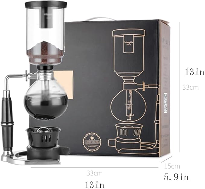 JITEM Cafetera Syphon Coffee Maker Japanese Style Vacuum Glass Siphon Pot Percolators 3-5 Cups Glass Tabletop Siphon Coffee Maker for Coffee or Tea