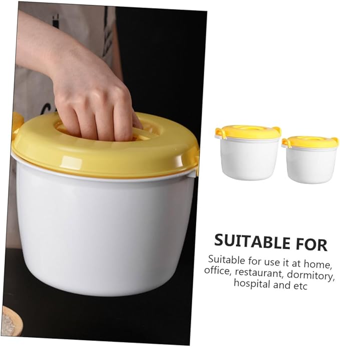 Luxshiny 2pcs Microwave Rice Cooker Steamer Set Portable Food Container for Rice and Vegetables High-temperature Resistant Plastic for Home Use Easy to Clean and Multi-functional
