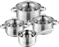 Cookware Set Stainless Steel 7- Piece Kitchen Cooking Pot Pan Set Saucepan Casserole Steamer Frypan with Glass lid