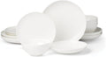 Lenox Dinnerware Set Studio 1414 Coupe 16-Piece Set Service For 4 Bone China Material Dishwasher &amp Microwave Safe Home And Kitchen Kitchen And Dining Plates And Bowls Sets (White 16 Pieces