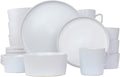 Luxmatte 20-Piece Stoneware Dinnerware Set – Modern Matte Finish Dish Set for 4 Microwave &amp Dishwasher Safe – Includes Dinner Plates Salad Plates Bowls and Mugs in Four Colors (White)