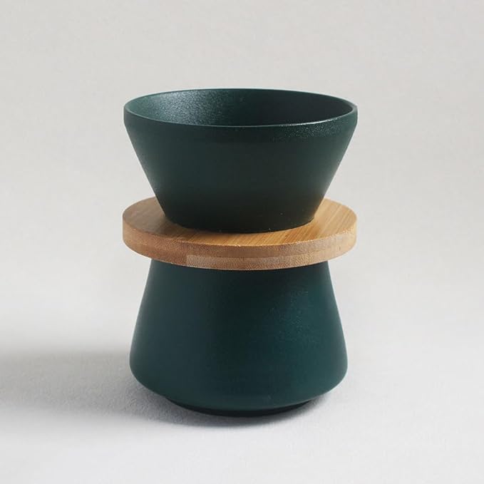Pour Over Coffee Maker Set Vintage Ceramic Pour Over Coffee Dripper Set for Home Café Restaurant Camping 8 OZ/250ML (Green B)