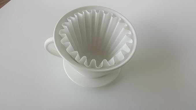 flat-bottom ceramic pour-over coffee dripper.
