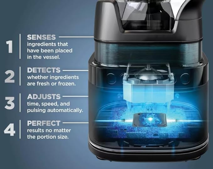 Niinja Detectt Power Blender Pro Personal 2 24 oz Single Serve Blend Sense Technology 1800 W 72 oz Pitcher Variable Speed Control To Go Cups color black (model 301)