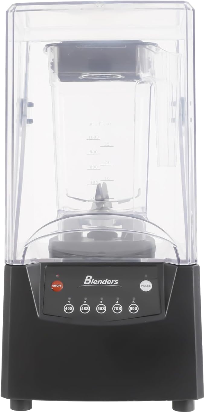 Profesional Comercial Soundprof Blener 1.8L/0.48Gal Comercial Fruit Juice Smoohie Maker With Quiet Sound Encloure and 5 Preset Timers for Juices Ice Crush Shakes and Smothies