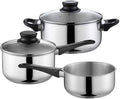 Kitchen Cookware Sets 3Pcs Cookware Set Stainless Steel Pot Pan Sets Saucepan Casserole Milk Pot with Glass Lid Cooking Set Cooking Pots