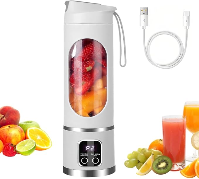 Portable Blender Cup450ml Smoothies Shakes Maker with 12 Sharp Blades &amp 1500mAh Lithium Battery for Kitchen Travel Office Sport Gym Camping