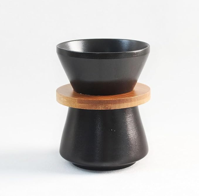 Pour Over Coffee Maker Set Vintage Ceramic Pour Over Coffee Dripper Set for Home Café Restaurant Camping 8 OZ/250ML (Black B)