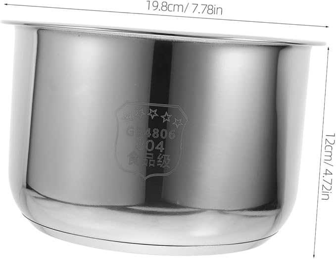 UPKOCH Inner Cooking Pot 3L Stainless Steel Pot for Rice Cooker and Rice Cooker Liner Rice Cooking Container Rice Maker Accessories for Rice Maker Cooker