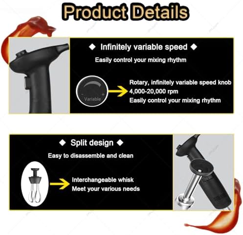 270W Stick Blender 20000 RPM Variable Speed Electric Hand Mixer Whisk Attachment Ideal for Kitchen Baking Cooking &amp Baby Food Preparation
