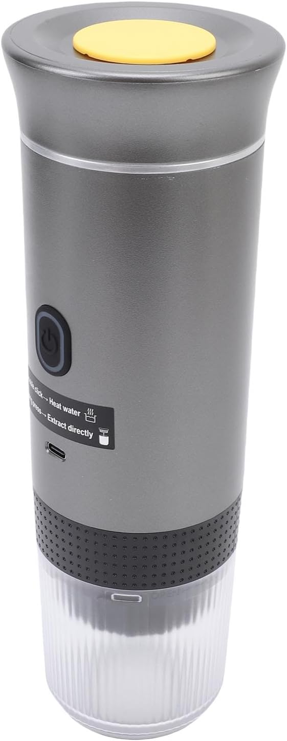 Dpofirs Portable Espresso maker Travel Electric Espresso Machine with USB C Compatible with Ground Coffee Capsule Car Self Heating Coffee Maker for RV Hiking Home (Gray)