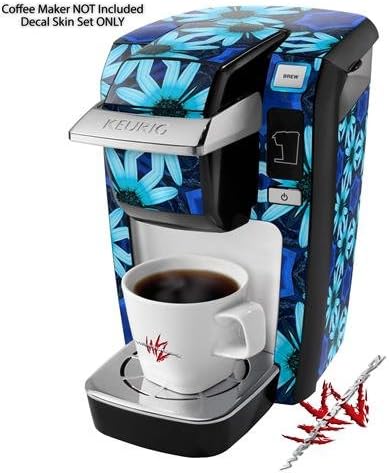 Decal Style Vinyl Skin compatible with Keurig K10 / K15 Mini Plus Coffee Makers Daisies Blue (COFFEE MAKER NOT INCLUDED)