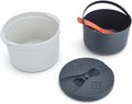 Microwave Rice Cooker 2L Food Grade PP with Strainer &amp Steaming Pot Complete Set Dishwasher Safe (Orange)
